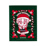 A green foil bag with red christmas decorations and an anime girl from Akazukin ChaCha. Art done by Manga creator min Ayahana, this bag was a furoku item given away with Ribon manga magazine in the 90s.