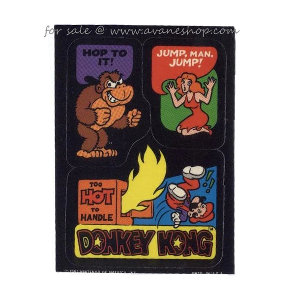 Vintage 1982 Nintendo Donkey Kong Too Hot to Handle Sticker Card