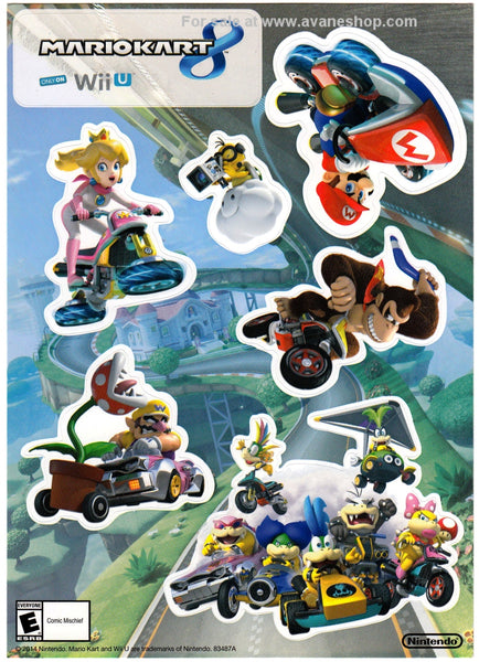 Nintendo Promo Mario Kart 8 Wii U Sticker Sheet 6 Stickers