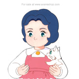 Legend of Snow White Cel Chibi Snow and Kitten Anime Cel With Sketch Animation Art