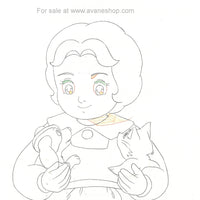 Legend of Snow White Cel Chibi Snow with Kitten and Puppy Anime Cel Douga Sketch