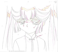 Hand painted drawn animation sketch, douga,  from CLAMP campus detectives, also know as clamp school detectives. This features Nagisa Azua, a young anime girl with long hair and large expressive eyes.