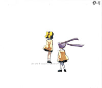 hand painted anime cel from Clamp Campus Detectives, Also known as Clamp School detectives. This is from the opening sequence of the anime and is the back of Nagisa and Utako in their school uniforms. 