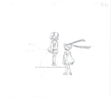 hand drawn animation sketch, douga,  from Clamp Campus Detectives, Also known as Clamp School detectives. This is from the opening sequence of the anime and is the back of Nagisa and Utako in their school uniforms. 