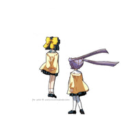 hand painted anime cel from Clamp Campus Detectives, Also known as Clamp School detectives. This is from the opening sequence of the anime and is the back of Nagisa and Utako in their school uniforms. 