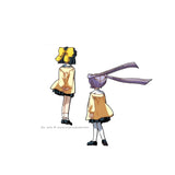 hand painted anime cel from Clamp Campus Detectives, Also known as Clamp School detectives. This is from the opening sequence of the anime and is the back of Nagisa and Utako in their school uniforms. 