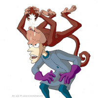 Earthworm Jim Cartoon Cel Professor Monkey for a Head Animation Production Cel A67