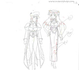 Galaxy Angel Anime Cel Ranpha and Forte With Douga Animation Art