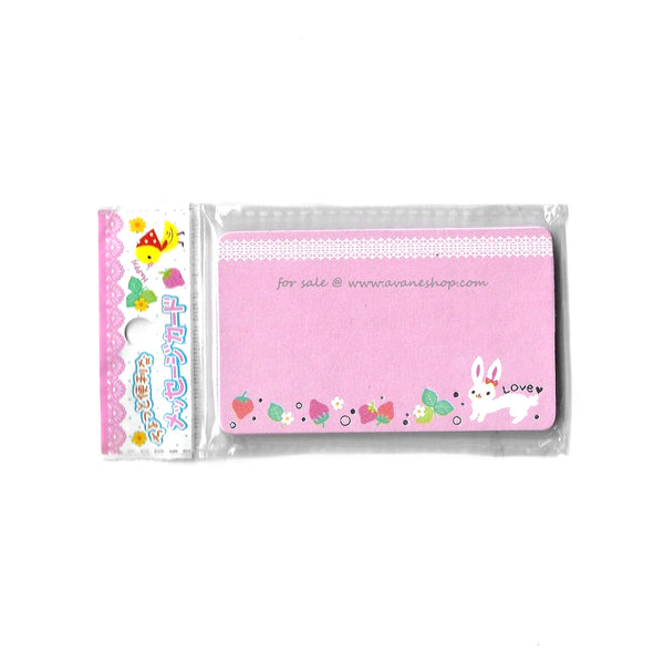 Japanese Note Card Stationery Set Cute Pink Bunny and Strawberries Kawaii Memo NEW 25 cards
