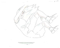Hand drawn animation sketch , douga,  from the Kite anime OVA. This is young Sawa, a young girl wearing a short dress, knee Socks and boots. 