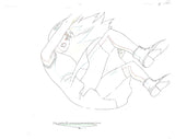 Hand drawn animation sketch , douga,  from the Kite anime OVA. This is young Sawa, a young girl wearing a short dress, knee Socks and boots. 
