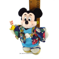 Japanese Tokyo Disney Mickey Mouse Minnie Mouse Kimono Festival Plush Pin Set NEW