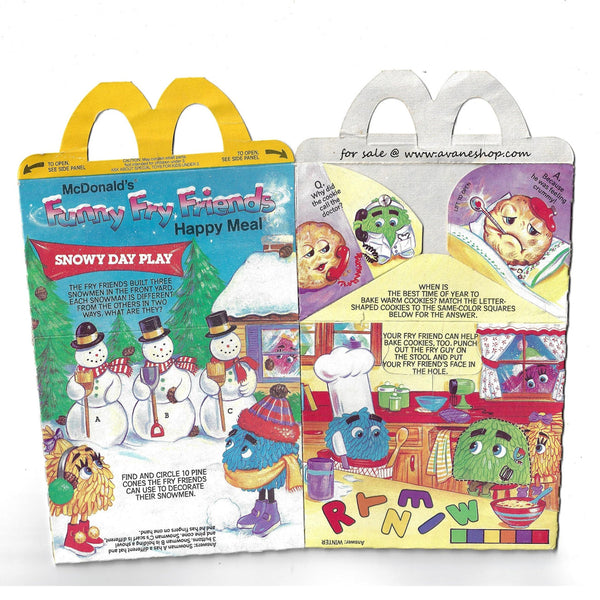 80s Vintage McDonalds  Fry Guys Happy Meal Box Fry Kids Snow Day
