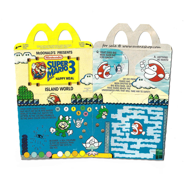 Super Mario Brothers 3 NES 1990 Vintage McDonalds Happy Meal Box Island World Nintendo