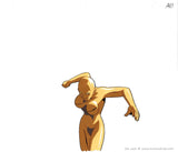 Hand painted animation cel from the Anime based on Sega's arcade game Virtua Fighter. This is  the metalic humanoid woman who serves as the series antagonist,  Dural.  This is specifically Dural gold, which is why she is gold colored.