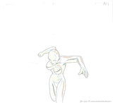 Hand Drawn animation sketch, douga,  from the Anime based on Sega's arcade game Virtua Fighter. This is  the metalic humanoid woman who serves as the series antagonist,  Dural. 