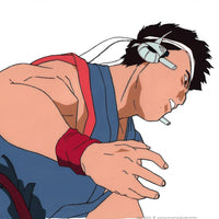 A hand painted animation cel of Akira from the anime based on the Virtua Fighter arcade game.