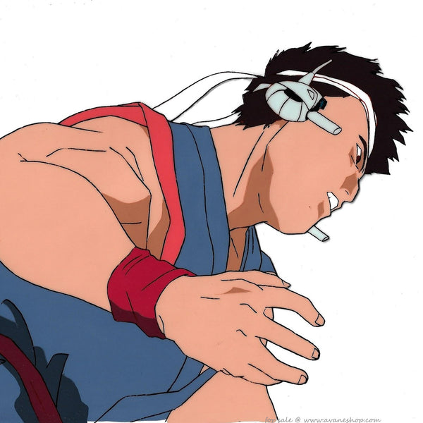 A hand painted animation cel of Akira from the anime based on the Virtua Fighter arcade game.