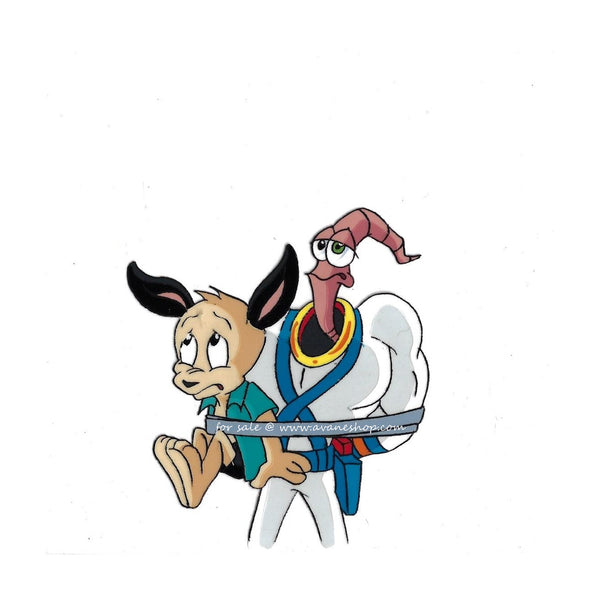 Earthworm Jim Cartoon Cel Jim and Peter Puppy Original Animation Production Cel J17