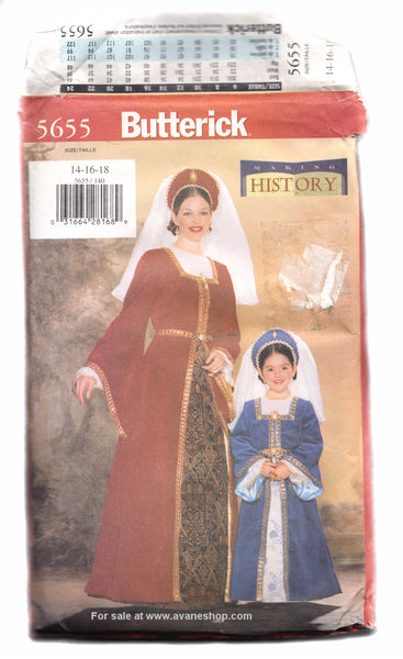Butterick Making History Plus Size Costume Pattern 5655 Renaissance Ren Faire Garb