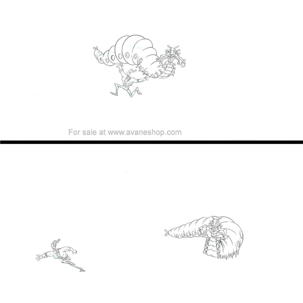 Earthworm Jim Cartoon Cel Sketch  Set Queen Slug for a Butt Animation Drawings 2 Pcs