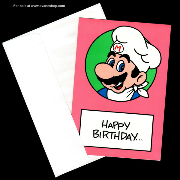 Mario Brothers Vintage Birthday Card with Envelope 80s Chef Mario