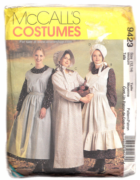 McCalls Costumes 9423 Pioneer Costume Dress Apron Pattern Size 12 14 Prairie Dress