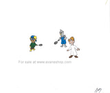 The Oz Kids Cartoon Tin Boy, Scarecrow Jr and Frank Hand Painted Animation Cel and Sketch Set Wizard of Oz 90s