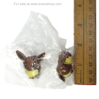 Pokemon Official Mini Figure Gashapon Clip Eevee Set of 2 Stationery Clips NEW sealed