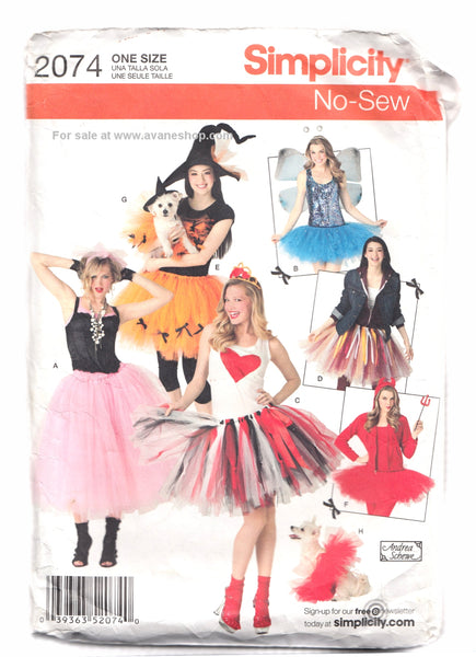 Simplicity No Sew Pattern Tutu Skirt Misses and Pets Costume