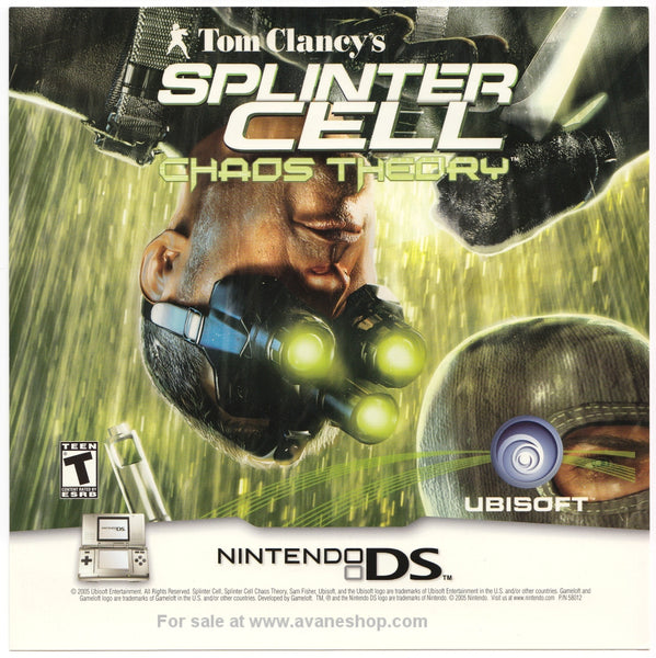 Nintendo Promo Splinter Cell Chaos Theory DS Promo Sign 2005 Poster