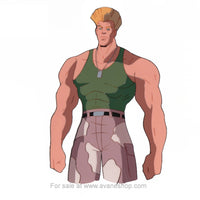 Street Fighter Guile Anime Cartoon Animation Production Cel With Sketch A3