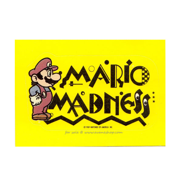 Vintage 1989 Nintendo Mario Super Mario Bros. Mario Madness Sticker Card