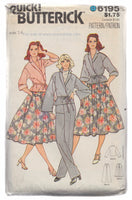 Butterick Quick 6195  Plus Size 14 Vintage Sewing Pattern Circle Skirt and Suit Costume