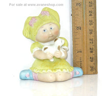 Vintage 1984 Cabbage Patch Kids Porcelain Figure Girl With Puppy Figurine