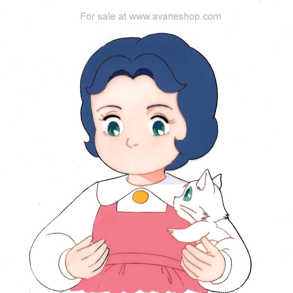 Legend of Snow White Cel Chibi Snow and Kitten Anime Cel With Sketch Animation Art