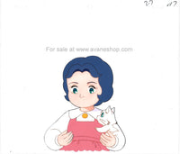 Legend of Snow White Cel Chibi Snow and Kitten Anime Cel With Sketch Animation Art