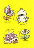 Vintage 1989 Nintendo Mario Blooper Spiny Fire Flower Piranha Plant Sticker Card