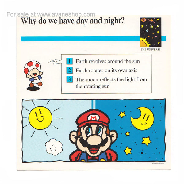 Mario Quiz Cards Single Card Day and Night Mario Toad 90s Vintage Nintendo
