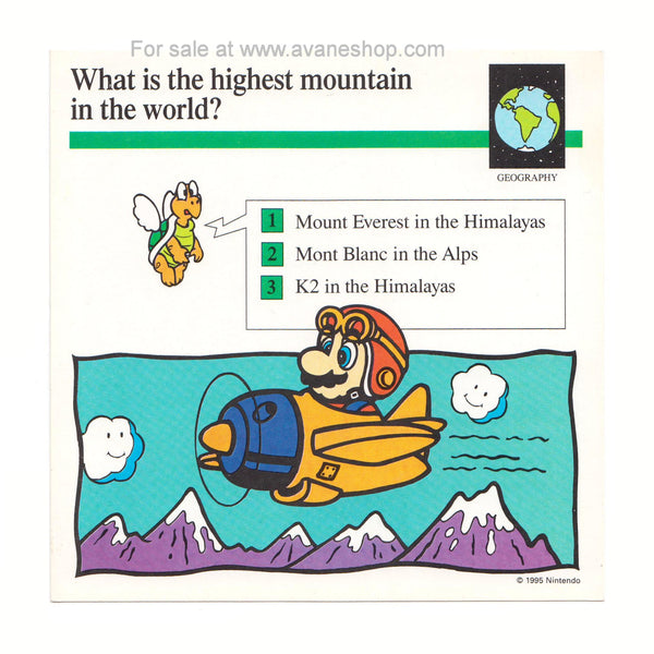 Mario Quiz Cards Single Card Highest Mountain Pilot Mario 90s Vintage Nintendo