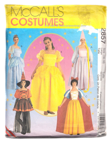 McCalls Costumes 2857 Disney Princess Snow White Belle Cinderella
