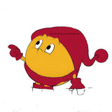 Pac Man Cartoon Cel Christmas Comes to Pacland Pacman in Hat and Scarf 2 Layer Cel