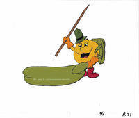 Pac Man Cartoon Cel PacMan Putting up a Tent Vintage 80s Hand Painted Animation Cel P21