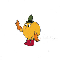 Pac Man Cartoon Cel PacMan Pointing Vintage 80s Hand Painted Animation Cel