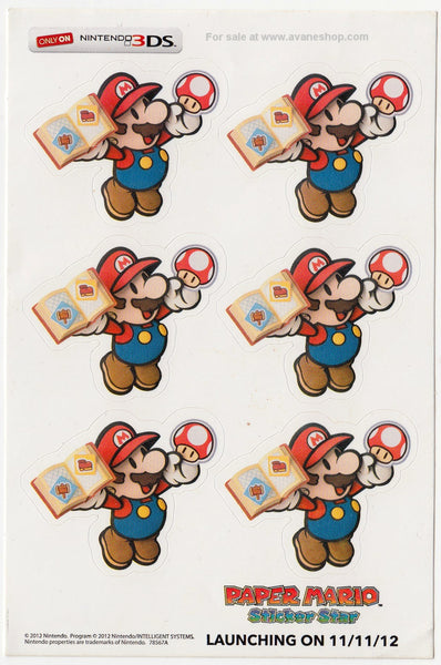 Nintendo Promo Paper Mario Sticker Star 3DS Sticker Sheet