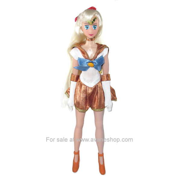 Sailor Moon Doll 11.5 inch Noseless Sailor Venus Doll Shiny Fuku Mostly Complete 90s Irwin