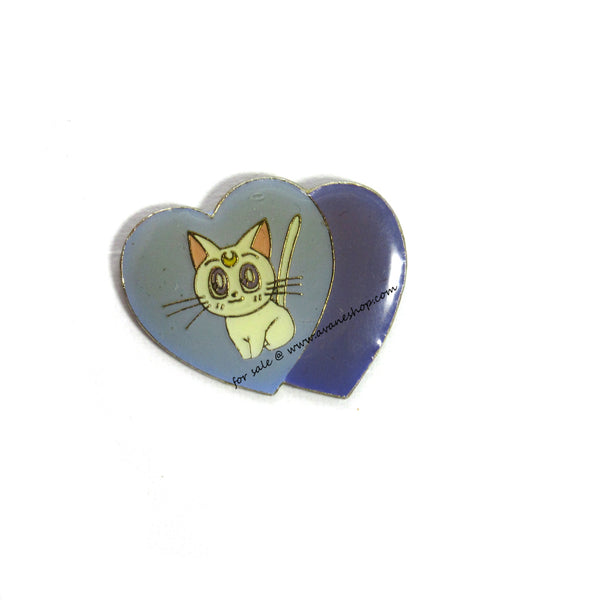 Vintage Sailor Moon Enamel Pin Artemis Blue Double Heart Kanebo Official Japan