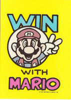 Vintage 1989 Nintendo Mario Super Mario Bros. Win with Mario Sticker Card