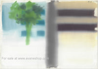 Original Hand Painted  Anime Cel Background from Unknown Series City Street with Tree