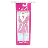 Vintage Barbie Fashion 1990s Sleep N Fun Outfit New on Card Pink Robe Diary